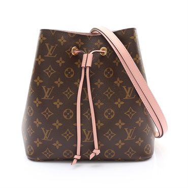 LOUIS VUITTON LV 路易威登 NeoNoe MM 水桶包 肩背包 棕/粉色 原花帆布 M44022