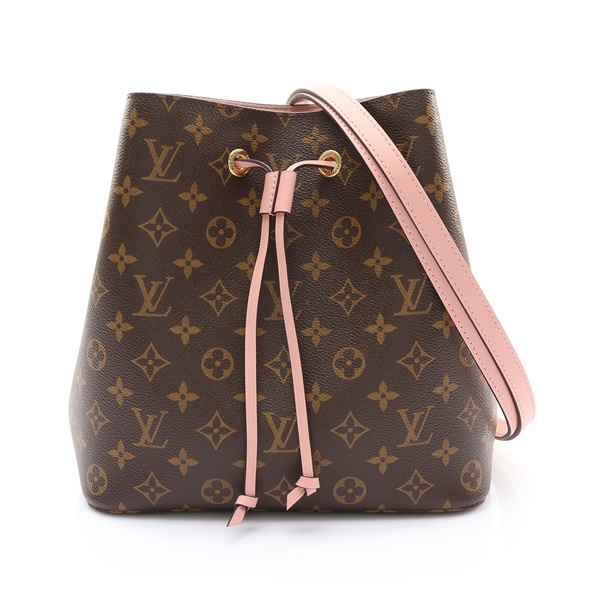LOUIS VUITTON LV 路易威登 NeoNoe MM 水桶包 肩背包 棕/粉色 原花帆布 M44022