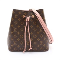 LOUIS VUITTON LV 路易威登 NeoNoe MM 水桶包 肩背包 棕/粉色 原花帆布 M44022