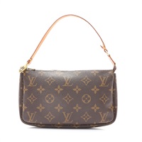 LOUIS VUITTON LV 路易威登 Pochette Accessoires 手提包 棕色 原花帆布 M40712