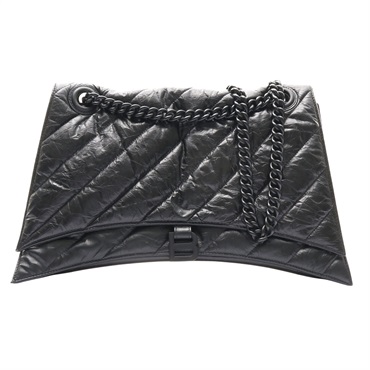 BALENCIAGA 巴黎世家 Crush Large 鍊帶 肩背包 黑色 羊皮 7163322 1000