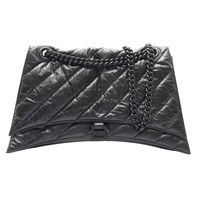 BALENCIAGA 巴黎世家 Crush Large 鍊帶 肩背包 黑色 羊皮 7163322 1000