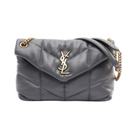 SAINT LAURENT YSL 聖羅蘭 Loulou Puffer 肩背包 灰色 羊皮 577476