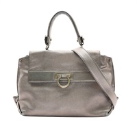 Salvatore Ferragamo 費拉格慕 Sofia Gancini 兩用包 銀灰色 牛皮 褪色 BW-21 A896