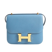 HERMES 愛馬仕 Constance Mini 康康包 肩背包 瑪瑙藍 Epsom牛皮 C刻 金扣 H083905CC