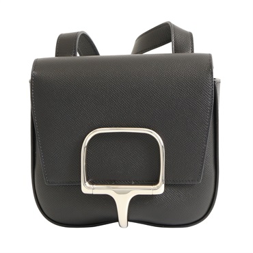 HERMES 愛馬仕 Della Cavalleria Mini 肩背包 黑色 Epsom牛皮 Z刻 銀扣 H085367CK