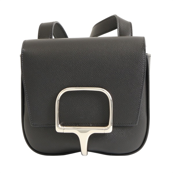 HERMES 愛馬仕 Della Cavalleria Mini 肩背包 黑色 Epsom牛皮 Z刻 銀扣 H085367CK
