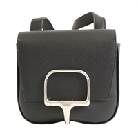 HERMES 愛馬仕 Della Cavalleria Mini 肩背包 黑色 Epsom牛皮 Z刻 銀扣 H085367CK