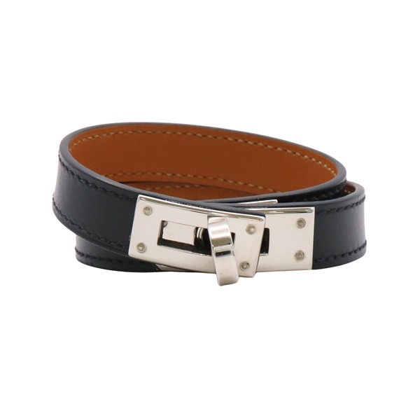 HERMES 愛馬仕 Kelly Double Tour 手環 黑色 Box牛皮 T刻 銀釦 H068438CD89