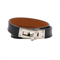 HERMES 愛馬仕 Kelly Double Tour 手環 黑色 Box牛皮 T刻 銀釦 H068438CD89
