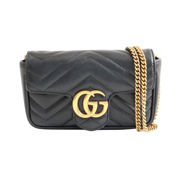 GUCCI 古馳 GG Marmont Mini 肩背包 黑色 牛皮 476433
