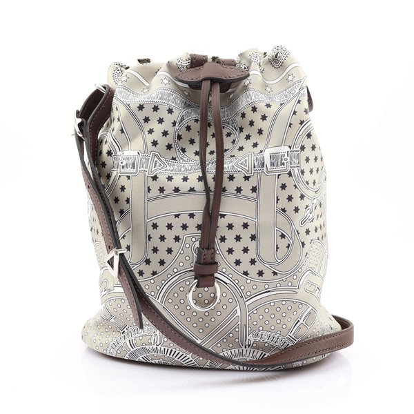 HERMES 愛馬仕 Lassoie 肩背包 灰色 絲綢 G刻 H087076CKAE