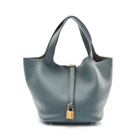 HERMES 愛馬仕 Picotin Lock 22 菜籃子 手提包 風暴藍 Clemence牛皮 金釦 無鑰匙 H060991CC