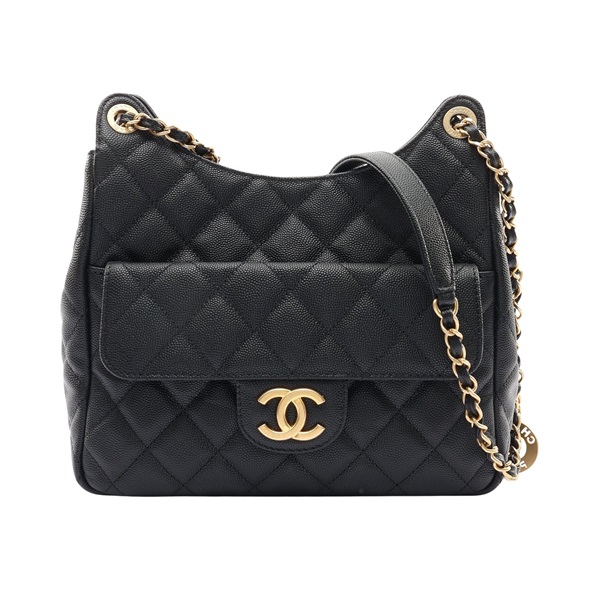 CHANEL 香奈兒 小號流浪包 肩背包 黑色 荔枝紋牛皮 AS3690