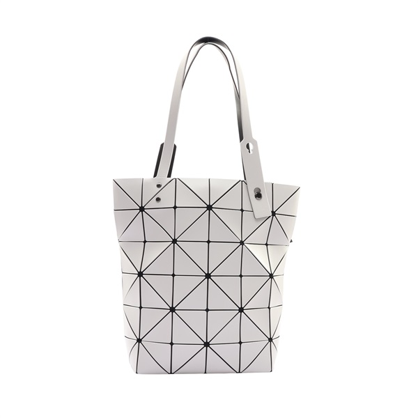 BAO BAO ISSEY MIYAKE 三宅一生 BLOCKY幾何方格6x6 肩背包 灰白色 PVC塗層帆布 BB58-AG494