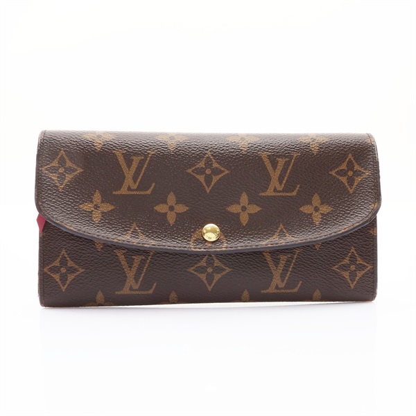 LOUIS VUITTON LV 路易威登 Emilie 釦式長夾 棕色 原花帆布 M60697