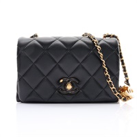 CHANEL 香奈兒 鍊帶肩背包 黑色 羊皮 金扣 限定款 AS4973