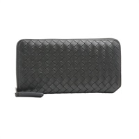 BOTTEGA VENETA BV 寶緹嘉 拉鍊長夾 黑色 編織牛皮 796967