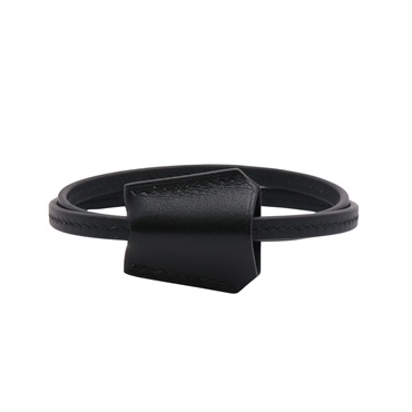 HERMES 愛馬仕 Clochette 手環 黑色 BOX牛皮 W刻 H500275FJ89