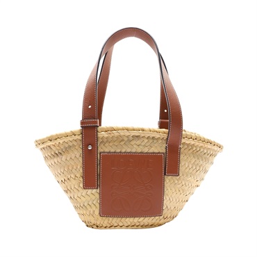 LOEWE 羅威 Basket Bag Small 籃子包 肩背包 棕色 編織棕櫚葉 牛皮 A223S93X04