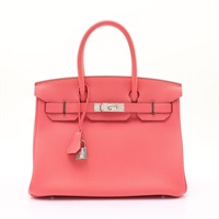 HERMES 愛馬仕 Birkin 30 柏金包 手提包 唇膏粉 Togo牛皮 口O刻 銀釦
