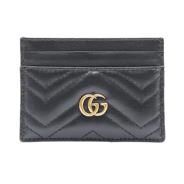 GUCCI 古馳 GG Marmont 卡夾 名片夾 黑色 牛皮 443127