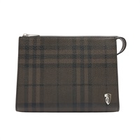 BURBERRY 巴寶莉 B Shield 手拿包 深棕/黑色 牛皮 8102946