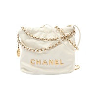 CHANEL 香奈兒 22 Mini 兩用包 白色 牛皮 金扣 AS3980
