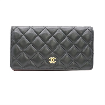CHANEL 香奈兒 Classic Flap 兩折長夾 黑色 羊皮 金扣 A31509