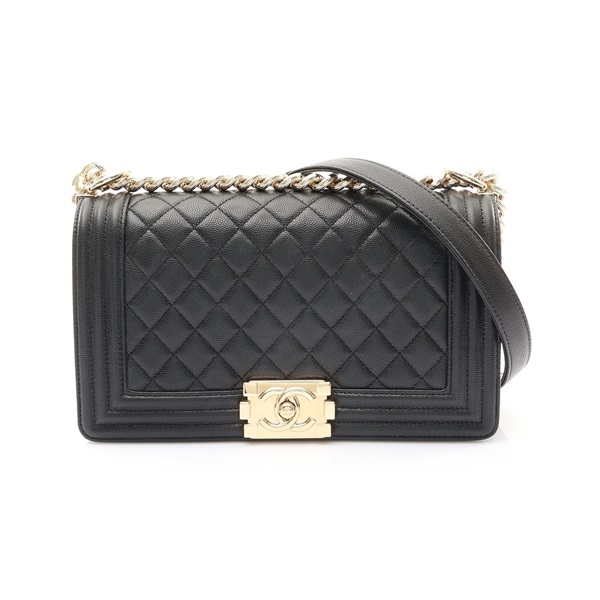 CHANEL 香奈兒 Le Boy 25 肩背包 黑色 牛皮 金扣 A67086
