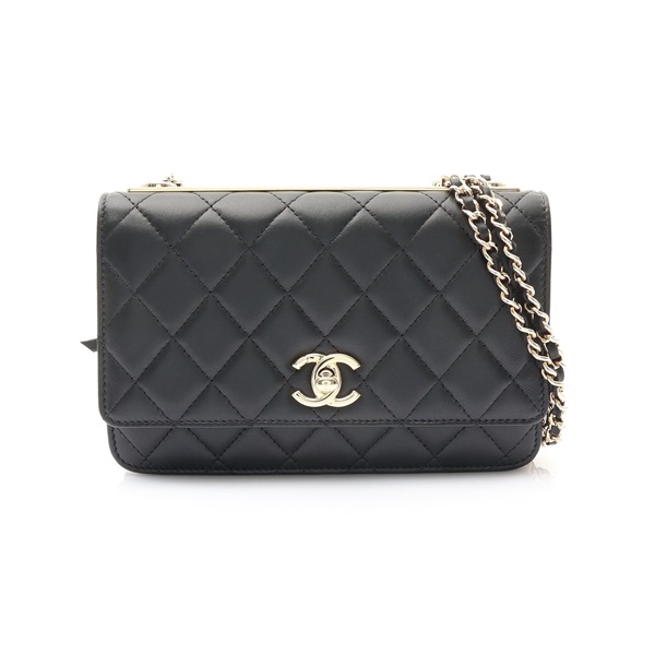 CHANEL 香奈兒 Trendy CC WOC 鍊帶 肩背包 黑色 菱格紋羊皮 金扣 A80982