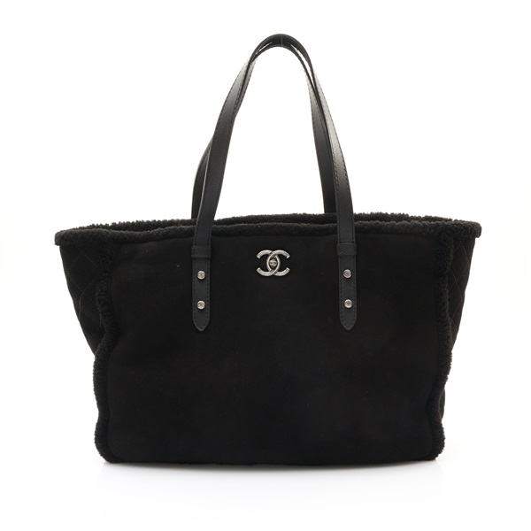 CHANEL 香奈兒 Suede Chearling 肩背包 黑色 牛皮 絨面革