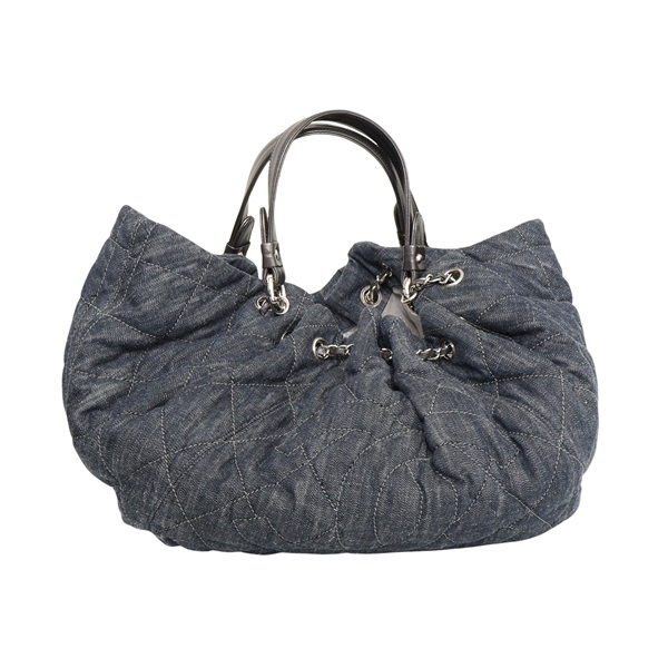 CHANEL 香奈兒 Quilted Denim Stretch Cabas 肩背包 深藍色 丹寧 牛皮 無卡 A46887