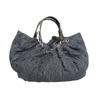 CHANEL 香奈兒 Quilted Denim Stretch Cabas 肩背包 深藍色 丹寧 牛皮 無卡 A46887