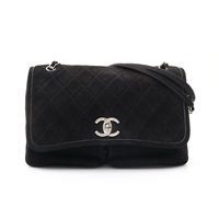 CHANEL 香奈兒 Natural Beauty Split Pocket Flap 肩背包 黑色 磨砂皮革 A48865