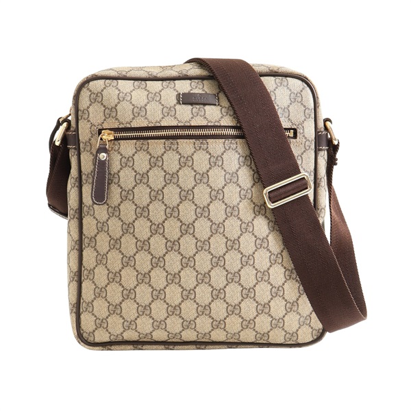 GUCCI 古馳 GG Supreme Messenger 肩背包 棕色 帆布 201448