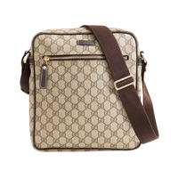 GUCCI 古馳 GG Supreme Messenger 肩背包 棕色 帆布 201448