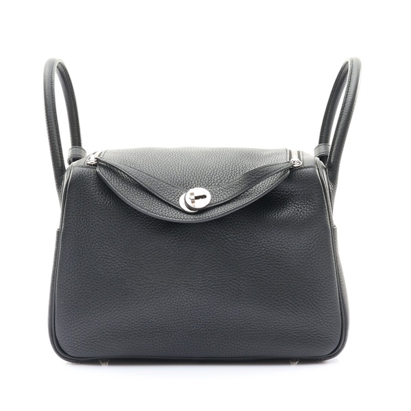 HERMES 愛馬仕 Lindy 30 琳蒂包 肩背包 黑色 Clemence牛皮 D刻 銀釦 H073426CK