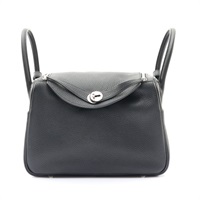 HERMES 愛馬仕 Lindy 30 琳蒂包 肩背包 黑色 Clemence牛皮 D刻 銀釦 H073426CK