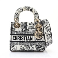 DIOR 迪奧 Lady D-Lite 兩用包 白/黑色 帆布 M0500OOMP