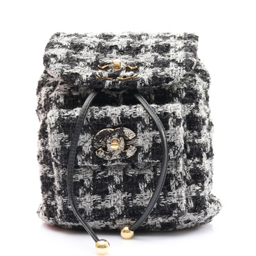 CHANEL 香奈兒 Duma 鍊帶後背包 黑色 羊毛 金扣 AS3615