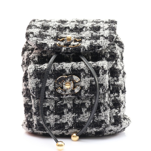 CHANEL 香奈兒 Duma 鍊帶後背包 黑色 羊毛 金扣 AS3615
