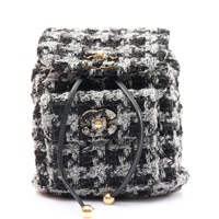 CHANEL 香奈兒 Duma 鍊帶後背包 黑色 羊毛 金扣 AS3615