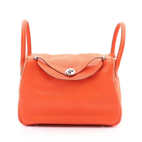 HERMES 愛馬仕 Lindy 30 琳蒂包 肩背包 原野橙 Clemence牛皮 銀釦 A刻 H073426CK