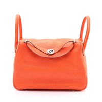 HERMES 愛馬仕 Lindy 30 琳蒂包 肩背包 原野橙 Clemence牛皮 銀釦 A刻 H073426CK