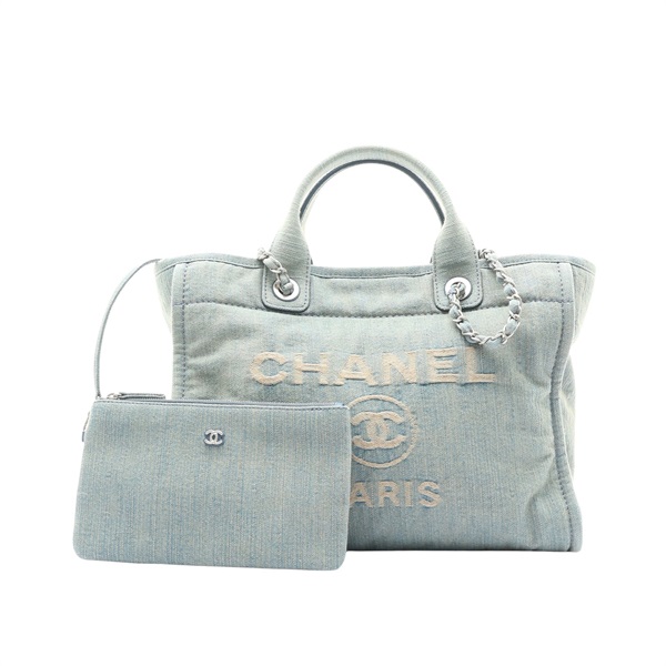 CHANEL 香奈兒 Deauville MM Tote 兩用包 藍色 單寧布 A67001