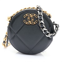 CHANEL 香奈兒 Chanel 19 Round 鍊帶兩用包 黑色 羊皮 無卡 AP0945