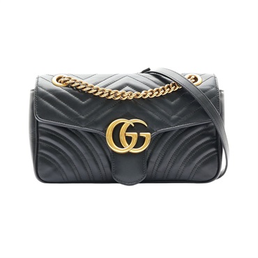 GUCCI 古馳 GG Marmont 肩背包 黑色 牛皮 443497
