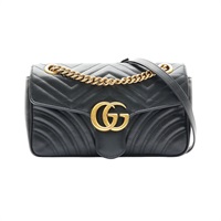 GUCCI 古馳 GG Marmont 肩背包 黑色 牛皮 443497