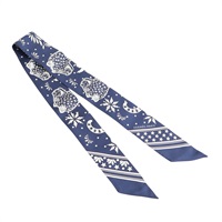 HERMES 愛馬仕 Les Leopards Bandana Twilly 絲巾 藍/白色 絲綢 H063350S 02